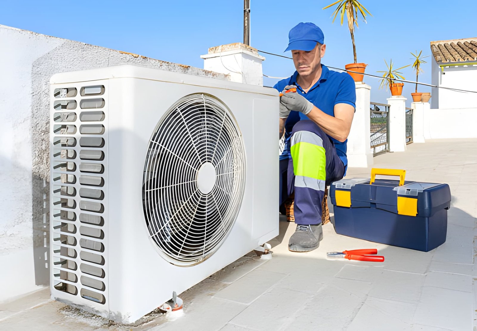 Air Conditioner repair Oshawa technician fixing home AC unit during summer maintenance